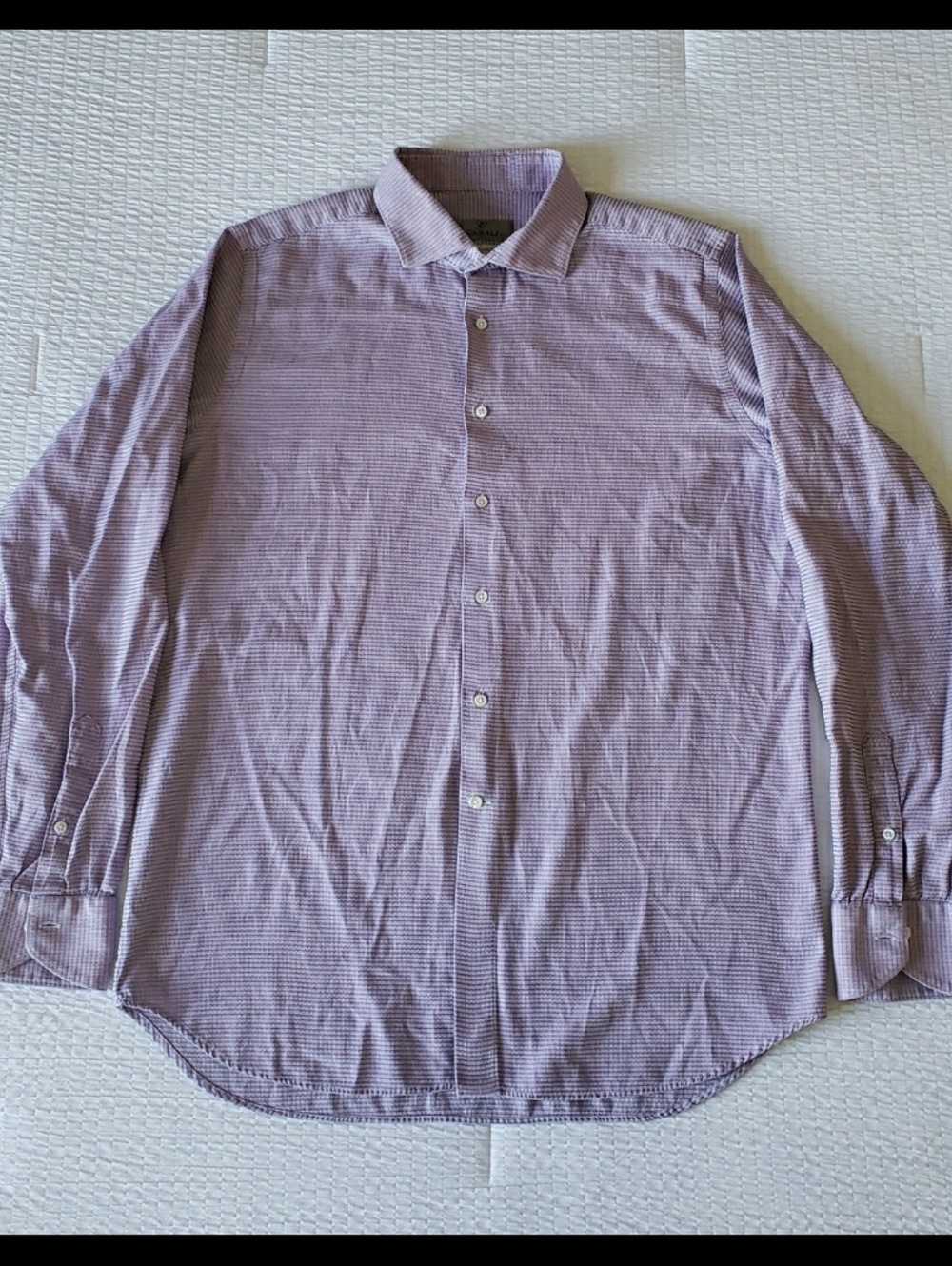 CANALI Impeccabile Men's Textured Cotton BD LS Shirt (43/17) Lavender {Italy}